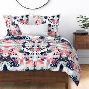 ellie abstract coral navy mint pink girls abstract fabric painterly