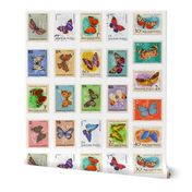 extra-large butterfly postage stamps from Hungary, on white