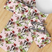 Boston Terrier Puppy Posie with flowers and bees on pink