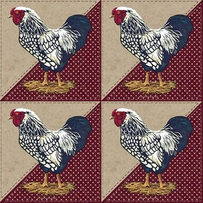 Silver Laced Wyandotte Rooster Dots Barn Red Triangles