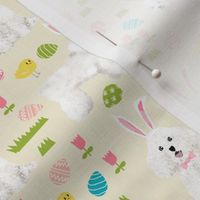 bichon easter fabric spring pastel dogs design - cream