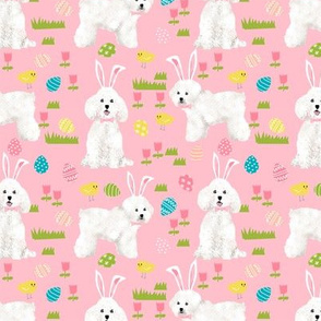 bichon easter fabric spring pastel dogs design - pink