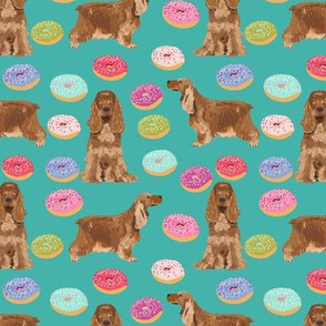 cocker spaniel donuts food design cocker spaniel pattern fabric- turquoise