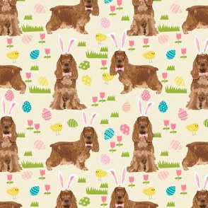 cocker spaniel pastel easter fabric spring dogs design - cream