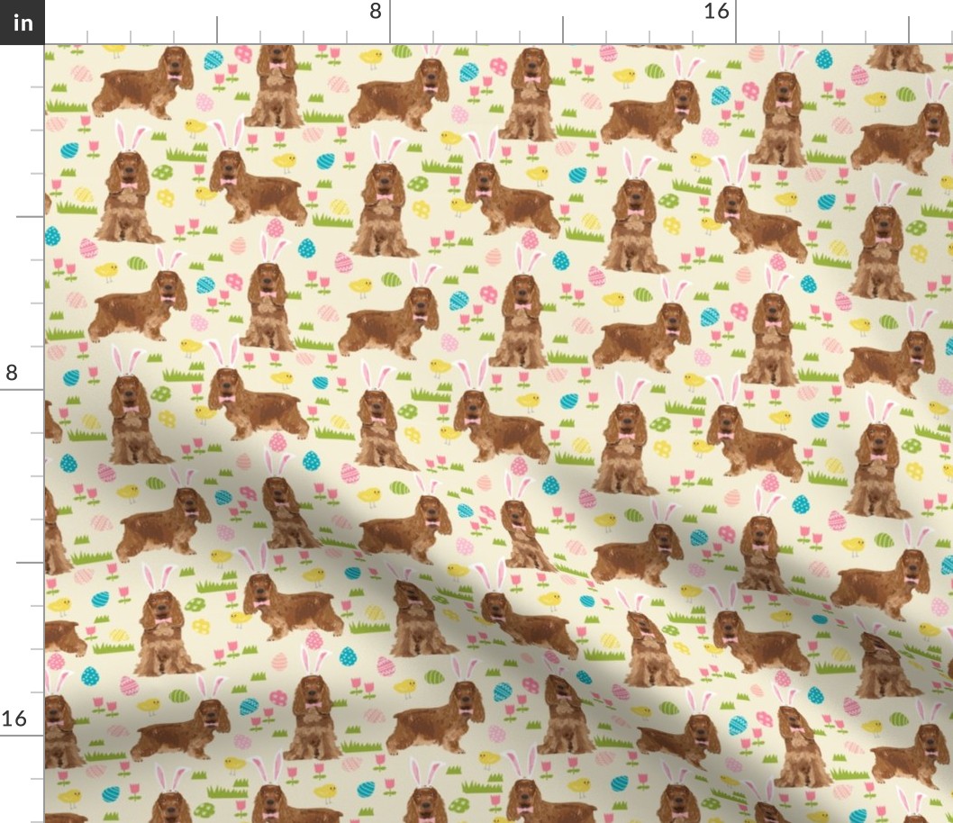 cocker spaniel pastel easter fabric spring dogs design - cream