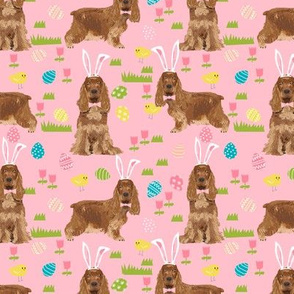 cocker spaniel pastel easter fabric spring dogs design - pink