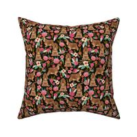 cocker spaniel florals dog fabric floral flowers dog pattern - black