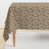 cocker spaniel florals dog fabric floral flowers dog pattern - mint