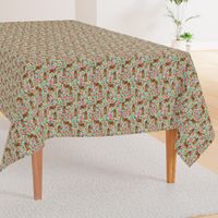 cocker spaniel florals dog fabric floral flowers dog pattern - mint