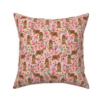 cocker spaniel florals dog fabric floral flowers dog pattern - pink