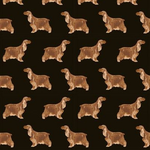cocker spaniel dog fabric hunting dog pattern design - black