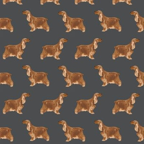 cocker spaniel dog fabric hunting dog pattern design - shadow grey