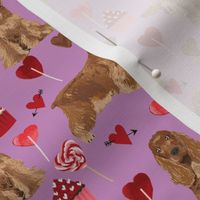 cocker spaniel valentines love fabric - purple