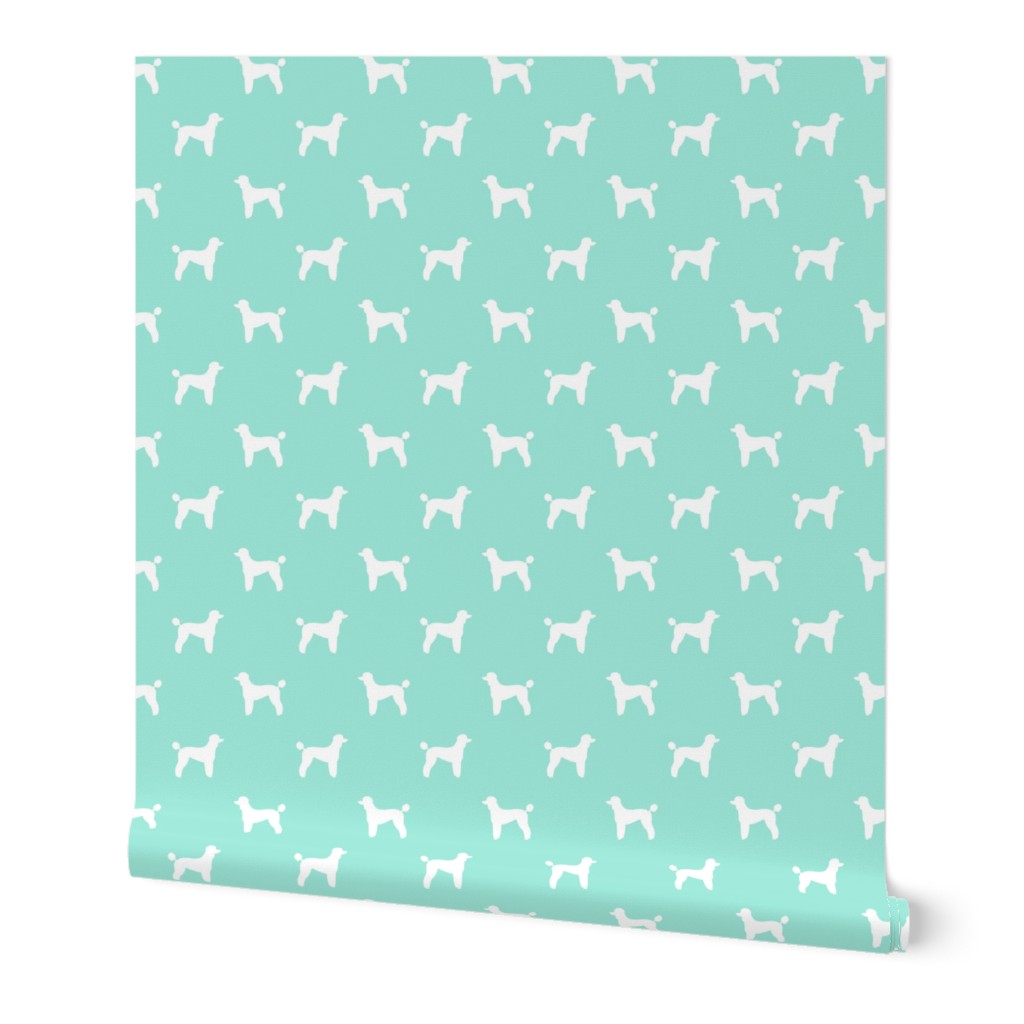 poodle silhouette fabric best dogs quilting fabric dog design - aqua