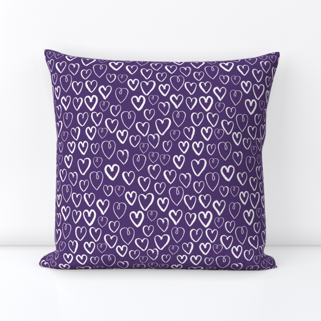 hearts // deep purple hearts heart love pattern fabric andrea lauren valentines day design