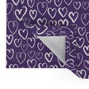 hearts // deep purple hearts heart love pattern fabric andrea lauren valentines day design