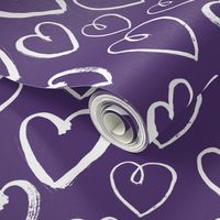 hearts // deep purple hearts heart love pattern fabric andrea lauren valentines day design