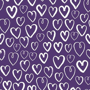 hearts // deep purple hearts heart love pattern fabric andrea lauren valentines day design