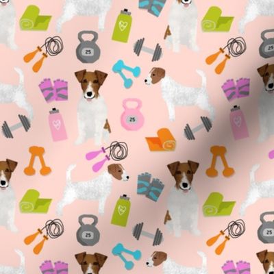 jack russell terrier workout fitness fabric dogs design - apricot