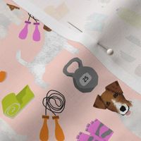 jack russell terrier workout fitness fabric dogs design - apricot