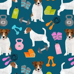 jack russell terrier workout fitness fabric dogs design - sapphire