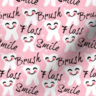 Brush Floss Smile / small - med Retro Blush Pink  kawaii