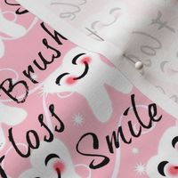 Brush Floss Smile / small - med Retro Blush Pink  kawaii