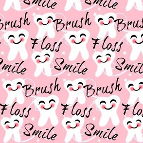 Brush Floss Smile / small - med Retro Blush Pink  kawaii