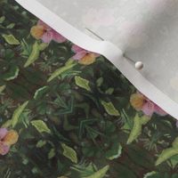 3x4-Inch Repeat of Lively Green Colors with Pansies