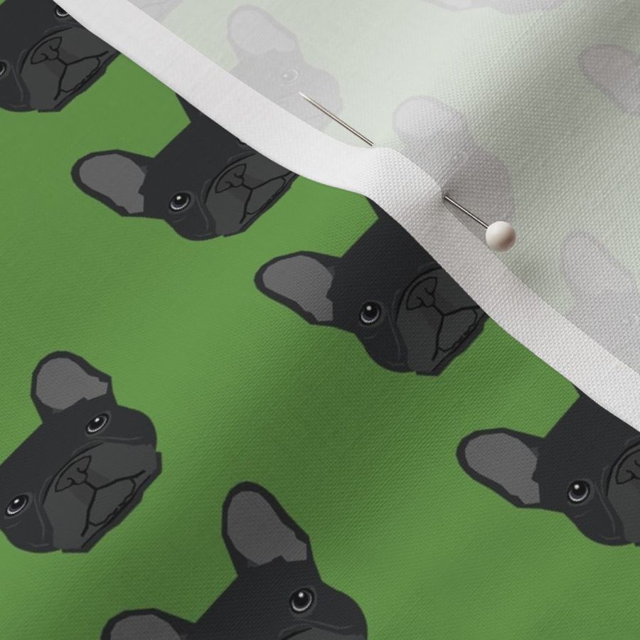 french bulldog black head frenchie dog fabric - asparagus green