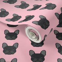 french bulldog black head frenchie dog fabric - pink