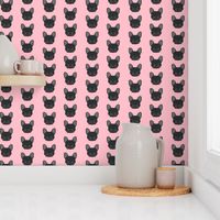 french bulldog black head frenchie dog fabric - pink