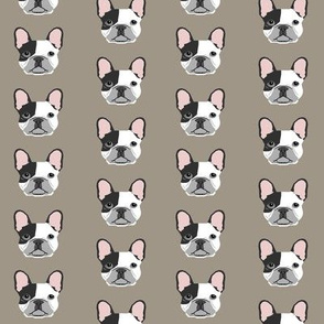 french bulldog black and white head frenchie dog fabric - brown