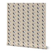 french bulldog black and white head frenchie dog fabric - sand