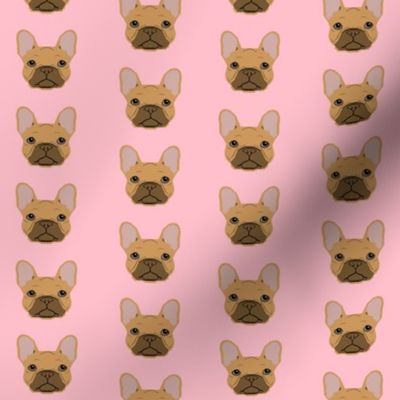 french bulldog fawn head frenchie dog fabric - pink