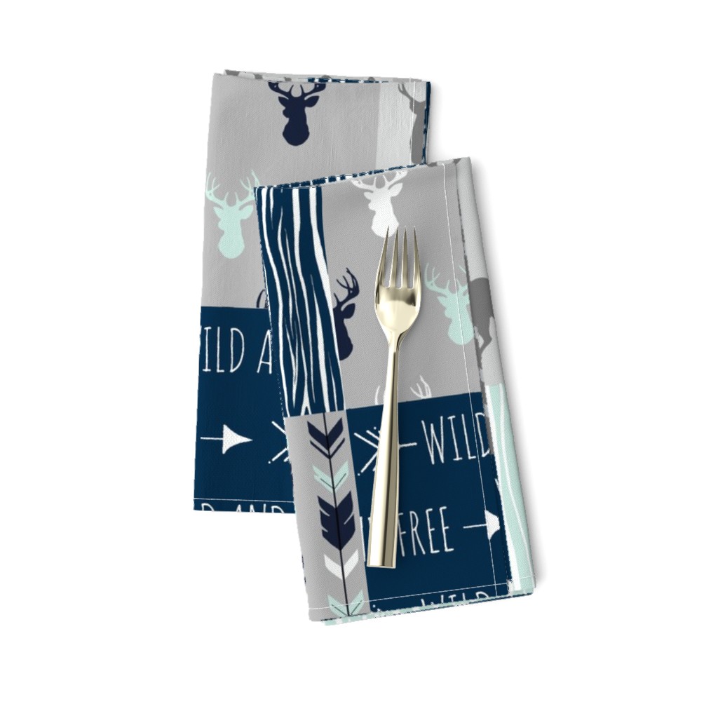 Patchwork Deer in mint,navy, grey