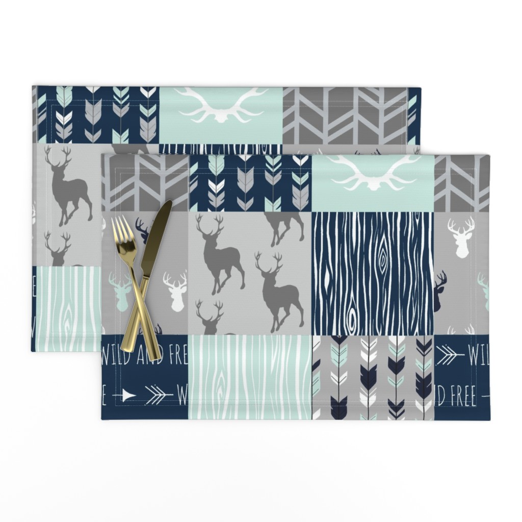 Patchwork Deer in mint,navy, grey