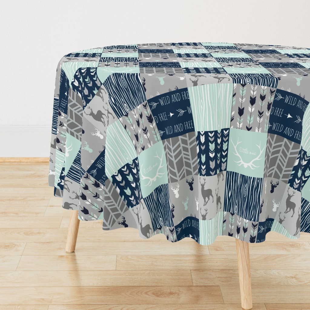 Patchwork Deer in mint,navy, grey