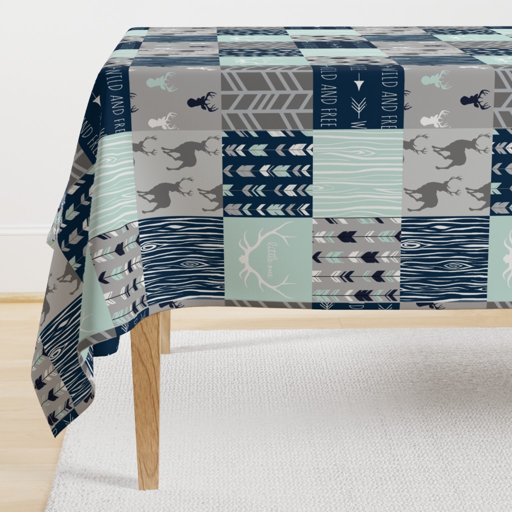 Patchwork Deer in mint,navy, grey