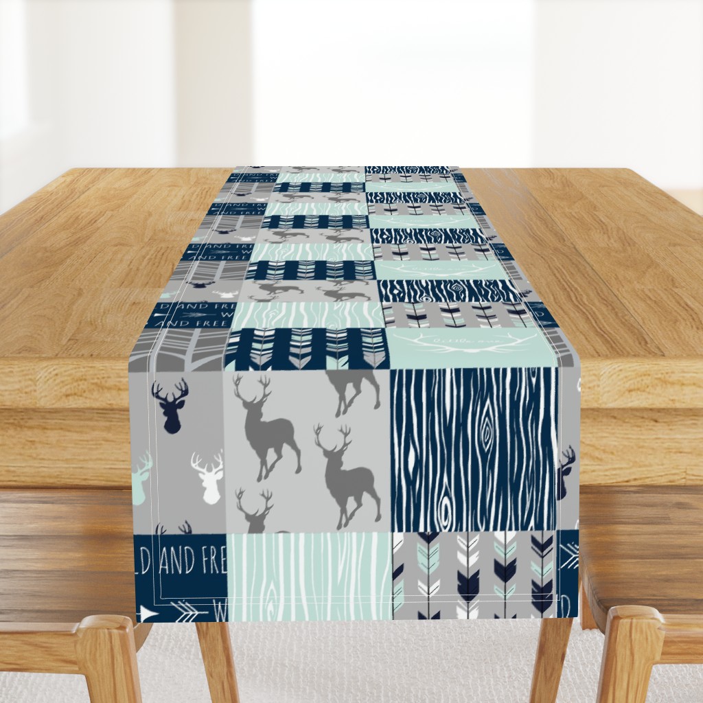 Patchwork Deer in mint,navy, grey