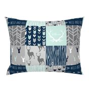 Patchwork Deer in mint,navy, grey