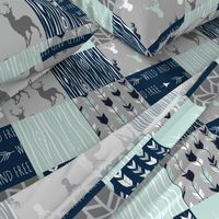 Patchwork Deer in mint,navy, grey