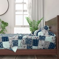 Patchwork Deer in mint,navy, grey