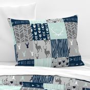 Patchwork Deer in mint,navy, grey