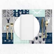 Patchwork Deer in mint,navy, grey