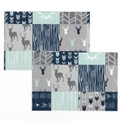 Patchwork Deer in mint,navy, grey