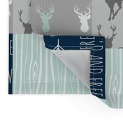 Patchwork Deer in mint,navy, grey