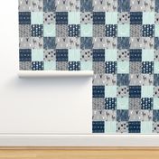 Patchwork Deer in mint,navy, grey