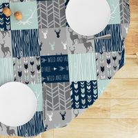 Patchwork Deer in mint,navy, grey