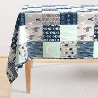 Patchwork Deer in mint,navy, grey